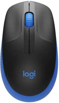 Мышь беспроводная Logitech M190 чёрный синий USB + радиоканал