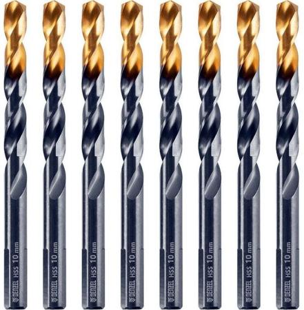 Сверло по металлу, 10 мм, HSS-Tin, Golden Tip, 8 шт.// Denzel