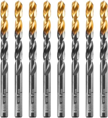 Сверло по металлу, 8 мм, HSS-Tin, Golden Tip, 8 шт.// Denzel