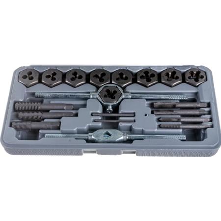 Набор метчиков и плашек М3 - М12, плашко-метчикодержатель, 20 предметов, в пласт. боксе// Sparta