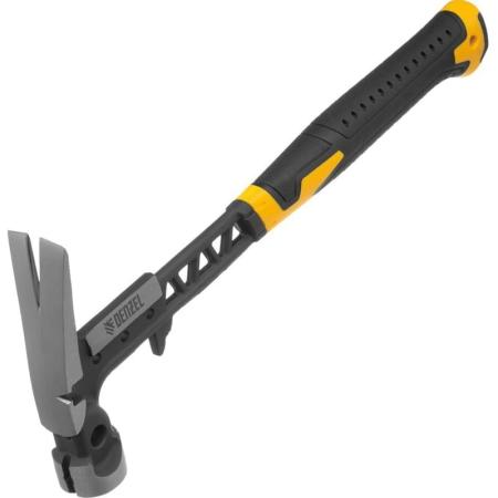 Молоток строительный, 450 г, цельнокованый,боек с магнитом, двухкомп. обрезин. рук-ка // Denzel