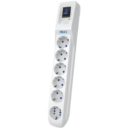 Сетевой фильтр Pilot L GP 6 розеток (5 евро + 1GP) 1.8 м/ Surge protector Pilot L GP 6 sockets (5 Euro + 1GP) 1.8 m white