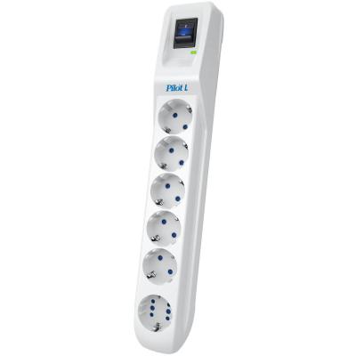 Сетевой фильтр Pilot L GP 6 розеток (5 евро + 1GP) 10 м/ Surge protector Pilot L GP 6 outlets (5 EUR + 1GP) 10 m white