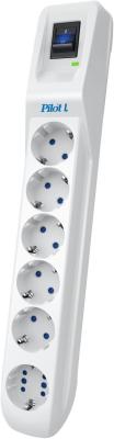 Сетевой фильтр Pilot L GP 6 розеток (5 евро + 1GP) 5 м/ Surge protector Pilot L GP 6 sockets (5 Euro + 1GP) 5 m white