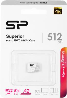 Флеш карта microSDXC 512Gb Class10 Silicon Power SP512GBSTXDA2V20 Superior w/o adapter