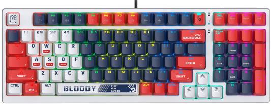 Клавиатура A4Tech Bloody S98 механическая синий/белый USB for gamer LED (SPORTS NAVY)