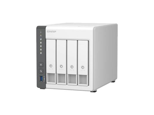 Сетевое хранилище без дисков/ channel QNAP D4 NAS 4 HDD trays.ARM 4-core Cortex-A55 2.0GHz, RAM 4 GB (max), 1x2.5GbE, 1x1GbE, 2xUSB 2.0 port,1xUSB 3.2 Gen 1