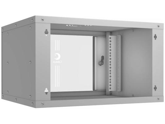 Cabeus WSC-05D-6U55/45 Шкаф телекоммуникационный настенный 19" 6U, серия LIGHT разборный, дверь стекло, цвет серый