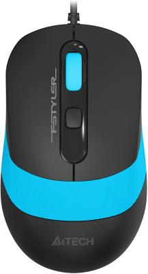 Мышь A4Tech Fstyler FM10S черный/голубой оптическая (1600dpi) silent USB (4but)