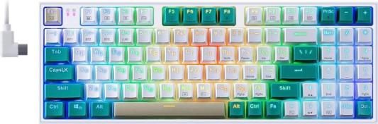 Игровая беспроводная клавиатура REDRAGON VEIGAR бело-голубая (USB, Bluetooth, 2.4G, Redragon white, 94 кл ., RGB подсветка, 1900 мА)