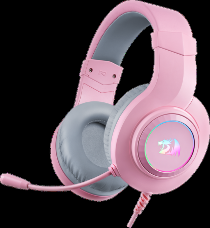 Игровая гарнитура REDRAGON HYLAS розовая (2 x 3,5-мм джек, USB, 50 мм, RGB подсветка)