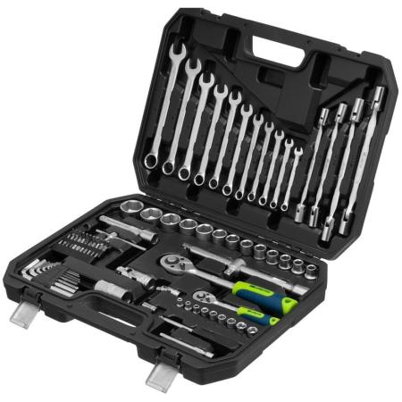 Набор инструментов, 1/2", 1/4", пластиковый кейс 89 предметов// Сибртех