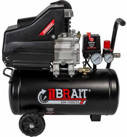 BRAIT Компрессор воздушный КМ-1500/24 (диаметр поршня 47мм; 1,5кВт; 240л/м; 8bar; ресивер 24л) 18шт/