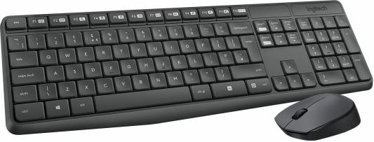 Клавиатура + мышь Logitech MK235 клав:серый мышь:серый USB беспроводная Multimedia (920-007931)