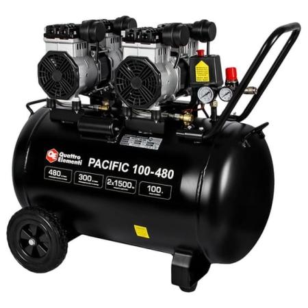 QUATTRO ELEMENTI Компрессор поршневой безмасляный PACIFIC 100-480 (480 л/мин, 100 л, 3.5 л.с, 8 бар) 915-373