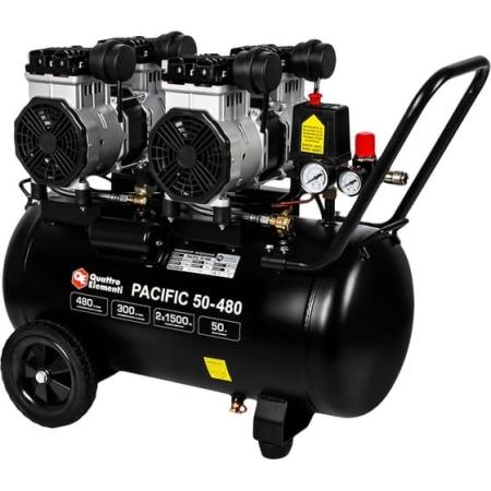 QUATTRO ELEMENTI Компрессор поршневой безмасляный PACIFIC 50-480 (480 л/мин, 50 л, 3.5 л.с, 8 бар) 915-366