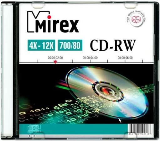 CD-диск Mirex CD-RW, 0.7 ГБ, Slim Case, 12x, 1 шт