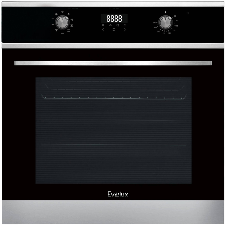 60 см, 9 режимов,  71л, утапливаемые переключатели, дисплей Snow White, панель управления -  черное стекло, нержавеющая сталь, универсальный противень, решетка-гриль,  телескопические направляющие 1 уровень, двойное стекло дверцы, легко-съемное большое внутреннее стекло Full Glass, защитное отключение, охлаждающий вентилятор, 595х568х595 мм