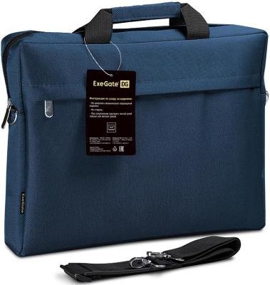Сумка ExeGate Start S15 Deep Blue, темно-синяя, полиэстер, для ноутбуков до 15.6"