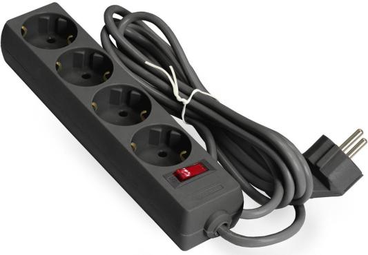 Удлинитель ExeGate EC-4-5B (4 евророзетки с заземлением, 5м, защита от перегрузки, выключатель с подсветкой, черный)