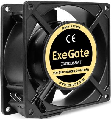 Вентилятор 220В AC ExeGate EX09238BAT (92x92x38 мм, 2-Ball (двойной шарикоподшипник), алюминиевый корпус, клеммы, 2800RPM, 40dBA, RTL)