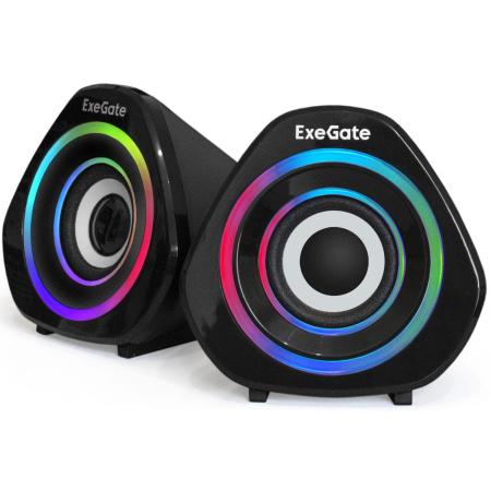 Акустическая система 2.0 ExeGate Accord 210 (питание USB, 2х3Вт (6Вт RMS), 60-20000Гц, цвет черный, RGB подсветка, Color Box)
