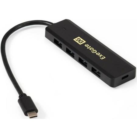 USB-Хаб (концентратор) 4-в-1 ExeGate DUB-4CP/1 (кабель-адаптер USB Type C --> 4xUSB3.0, Plug&Play, черный)