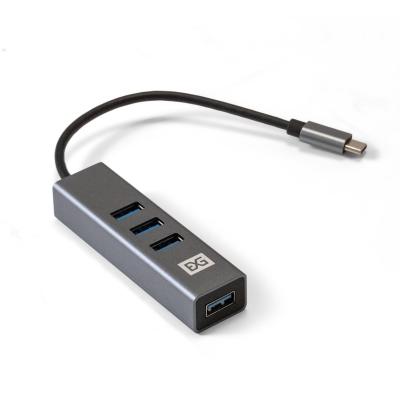 USB-Хаб (концентратор) 4-в-1 ExeGate DUB-4TC (кабель-адаптер USB Type C --> 4xUSB3.0, Plug&Play, серебристый)