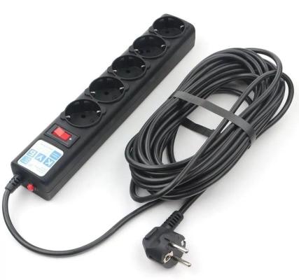 Сетевой фильтр Powercube SPG5-10M 10м (5 розеток) черный (коробка)