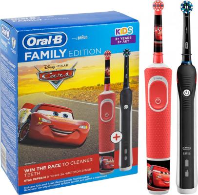 Набор электрических зубных щеток Oral-B Family Edition Pro 1 700+Kids Cars черный/красный
