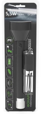 Фонарь ручной Gauss GFL201 черный 5.5Вт лам.:светодиод. (GF201)