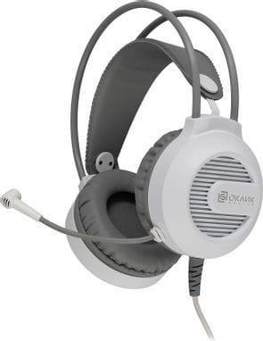 Наушники с микрофоном Оклик HS-L300G White белый 2.2м мониторные USB оголовье (1796952)