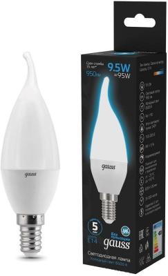Лампа светодиодная Gauss 104101310 9.5Вт цок.:E14 свеча 220B 6500K св.свеч.бел.хол. (упак.:10шт)