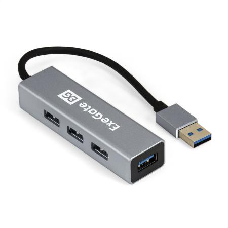USB-Хаб (концентратор) 4-в-1 ExeGate DUB-4 (кабель-адаптер USB3.0 --> 4xUSB3.0, Plug&Play, серебристый)