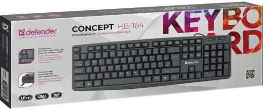 Клавиатура проводная Defender Concept HB-164 black (USB, 104 кл. +12FN) (45164)