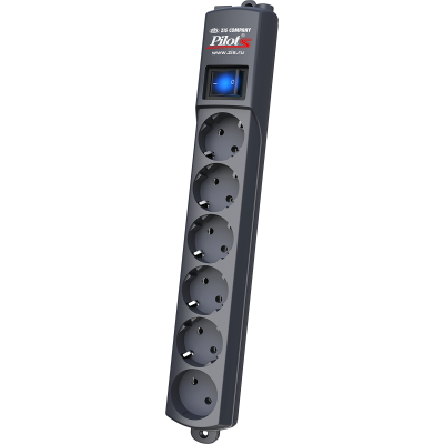 Сетевой фильтр Pilot S 6 розеток (5 евро + 1 без заземления) 3 м, графит/ Pilot S surge protector 6 outlets (EUR 5 + 1 without grounding) 3 m, graphite