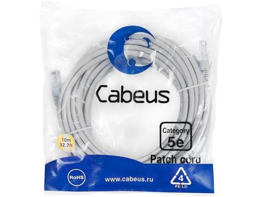 Cabeus PC-UTP-RJ45-Cat.5e-10m Патч-корд U/UTP, категория 5е, 2xRJ45/8p8c, неэкранированный, серый, PVC, 10м