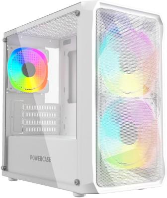 Powercase Mistral Micro A3B ARGB, Tempered Glass, 2x 140mm ARGB PWM+1x 120mm ARGB PWM, белый, mATX  (CMMAW-A3)