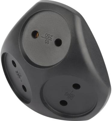 ЭРА Б0059721 Разветвитель электрический SPx-3-B на 3 розетки без заземления 10А черный