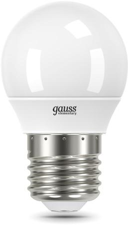 Лампа светодиодная Gauss Elementary 12Вт цок.:E27 шар 220B 3000K св.свеч.бел.теп. (упак.:10шт) (53212)