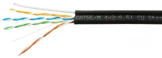 SkyNet Кабель Premium UTP outdoor 4x2x0,51 на тросу, медный, FLUKE TEST, кат.5e, однож., 100 м, box, черный [CSP-UTP-4-CU-OUTR/100]