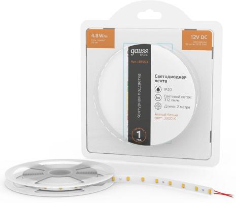 Лента светодиод. Gauss Basic 2м (BT003)
