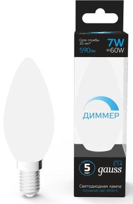 Лампа светодиодная Gauss 103101307-D 7Вт цок.:E14 свеча 150B 6500K св.свеч.бел.хол. (упак.:1шт)