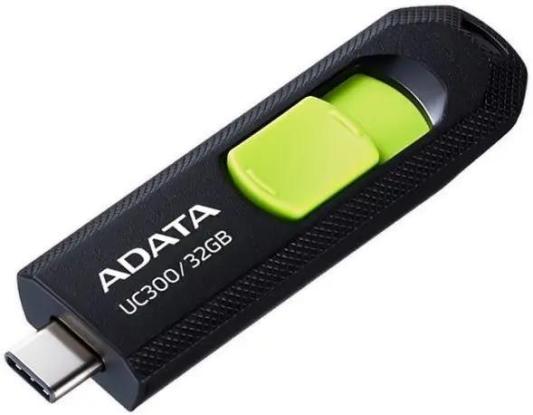 Флеш Диск A-DATA 32GB <ACHO-UC300-32G-RBK/GN> UC300, USB 3.2/TypeC, черный/зеленый
