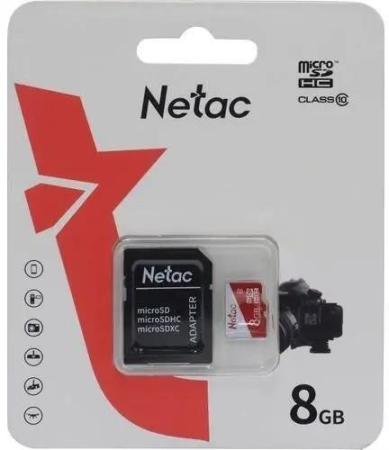 Карта памяти SDHC 8 ГбGb Netac P500 ECO + SD адаптер