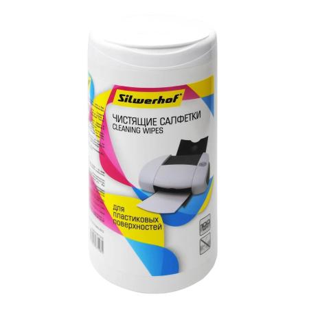 Влажные салфетки Silwerhof 671215,  100 шт (туба) для компьютеров и оргтехники