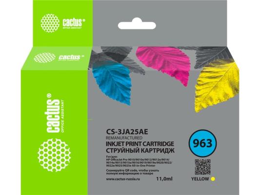 Картридж струйный Cactus CS-3JA25AE 963 желт.пигм. (11мл) для HP OfficeJet 9010/9012/9013/9014/9015/9016/9019/9020/9025