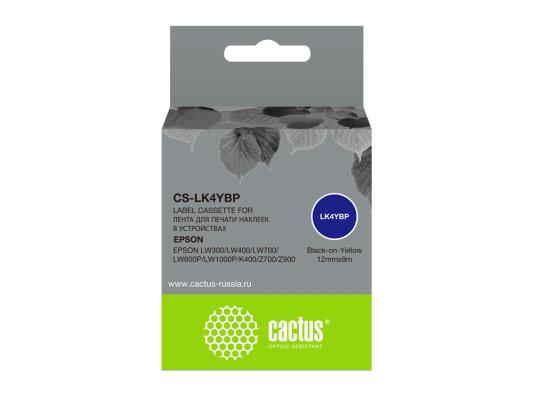 Картридж ленточный Cactus CS-LK4YBP черный для Epson LW300/LW400/LW700/LW600P/LW1000P/K400/Z700/Z900