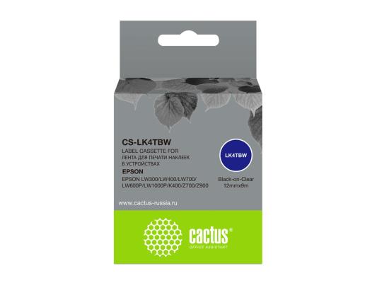Картридж ленточный Cactus CS-LK4TBW черный для Epson LW300/LW400/LW700/LW600P/LW1000P/K400/Z700/Z900