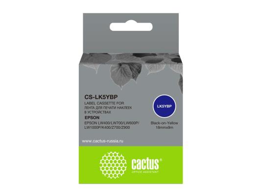 Картридж ленточный Cactus CS-LK5YBP черный для Epson LW400/LW700/LW600P/LW1000P/K400/Z700/Z900